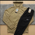 Khaki windbreaker W/ black track pants