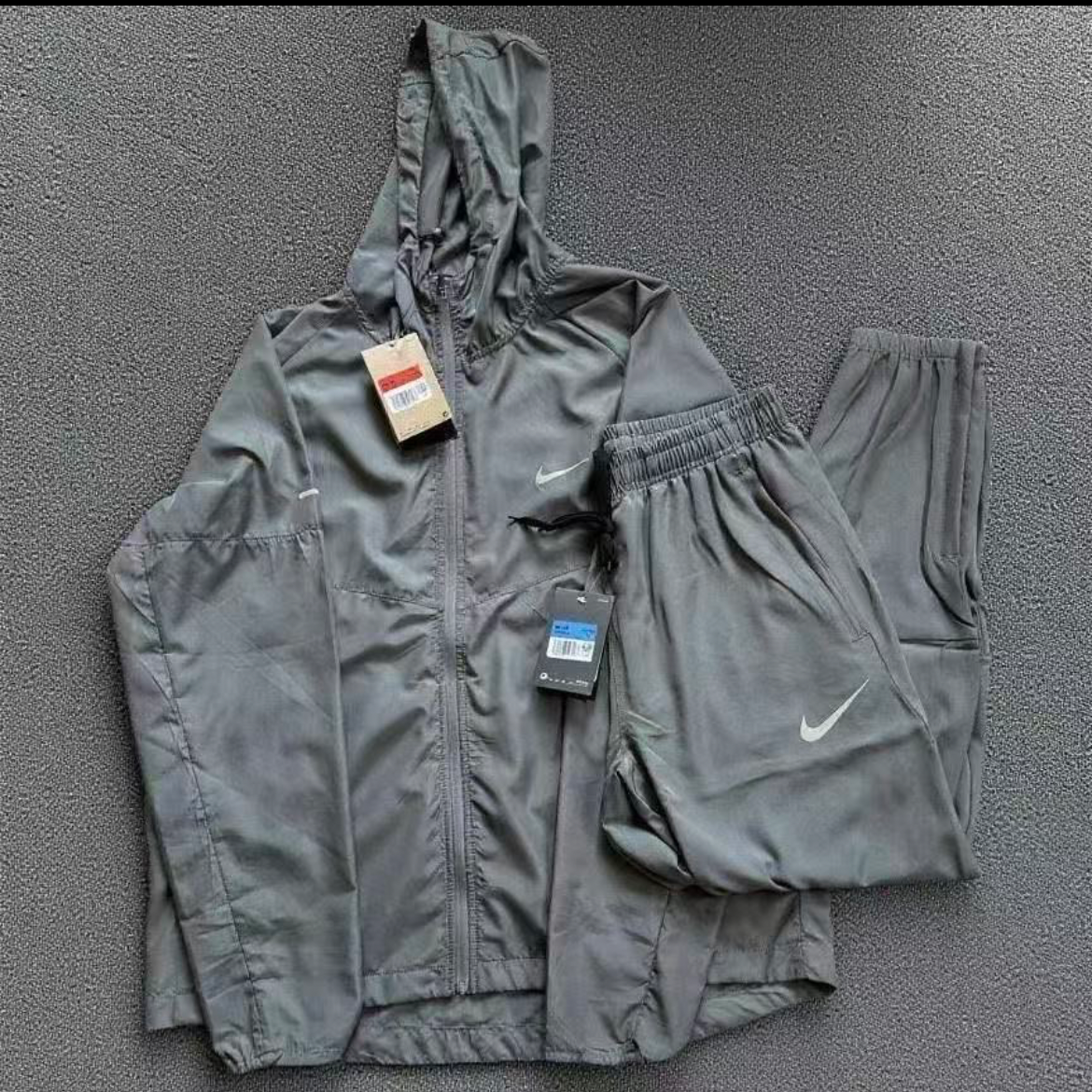 Grey windbreaker track set